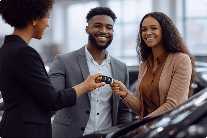 Car key handover at dealership